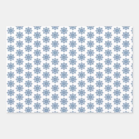 Snowflake Plaid Pattern Blue Holiday Inpakpapier Vel (Voorkant)