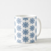 Snowflake Plaid Pattern Blue Holiday Koffiemok (Voorkant rechts)
