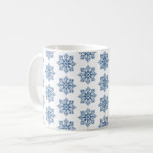 Snowflake Plaid Pattern Blue Holiday Koffiemok (Voorkant links)