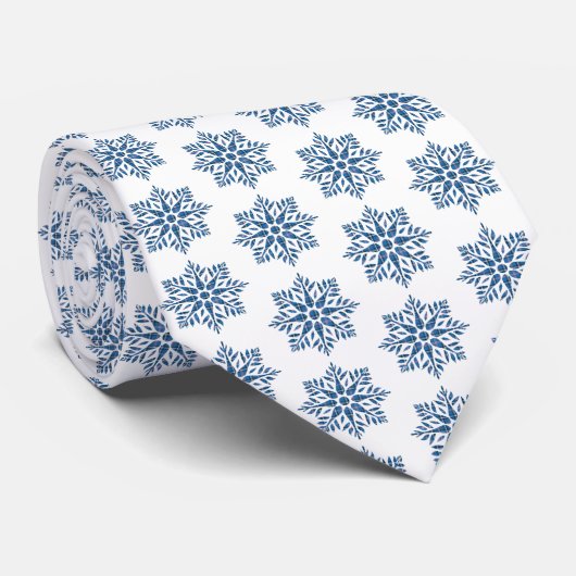 Snowflake Plaid Pattern Blue Holiday Neck Tie Stropdas (Opgerold)