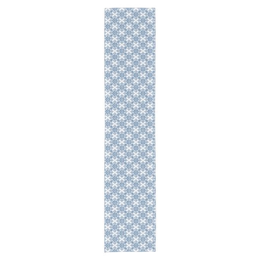 Snowflake Plaid Pattern Blue Holiday Table Runner Korte Tafelloper (Voorkant)