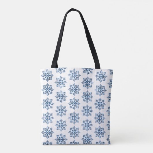 Snowflake Plaid Pattern Blue Holiday Tote Bag (Achterkant)