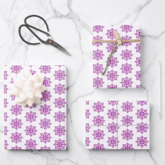 Snowflake Plaid Pattern Pink Holiday Inpakpapier Vel (Voorkant)