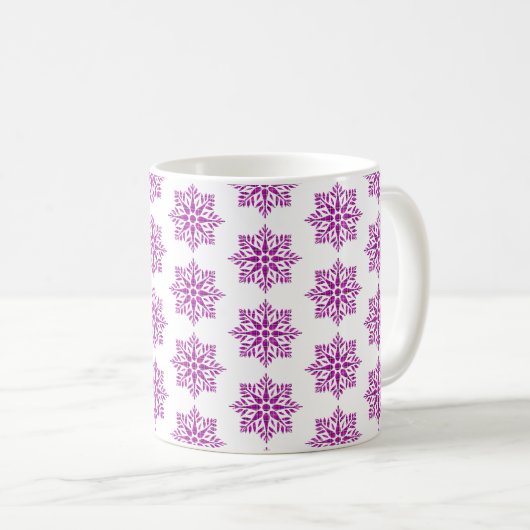 Snowflake Plaid Pattern Pink Holiday Koffiemok (Voorkant rechts)