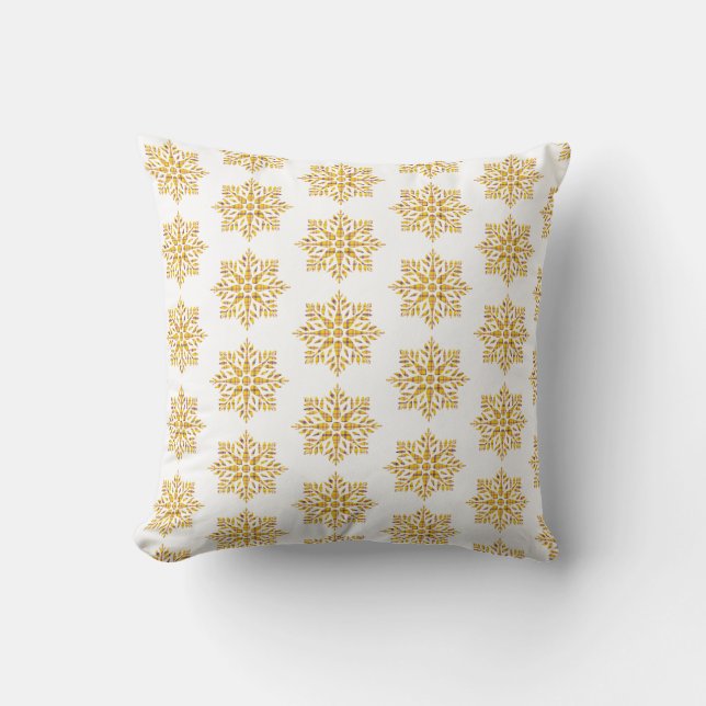 Snowflake Plaid Pattern Yellow Kussen (Voorkant)