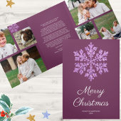 Snowflake Plum Bling 6 Pic Merry Multi Foto Drieluik Wenskaart
