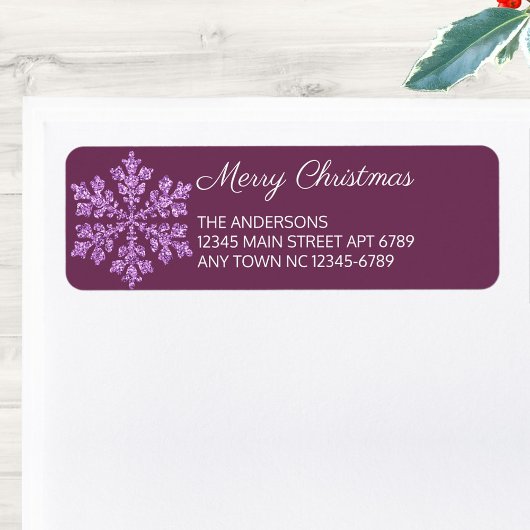 Snowflake Plum Bling Casual kerstfeest Etiket