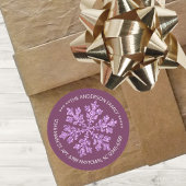 Snowflake Plum Bling Chic Rustiek Gepersonaliseerd Ronde Sticker