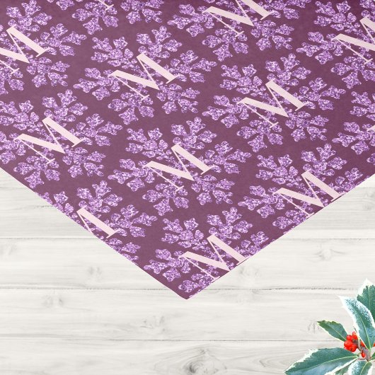 Snowflake Plum Bling Rustic Pattern Monogram Tissuepapier