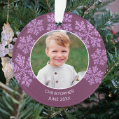 Snowflake Plum Bling Schattige 2 Foto Kerst Ornament
