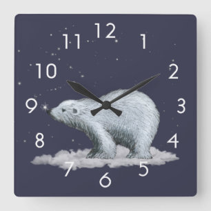 Snowflake Polar Beer Clock Vierkante Klok