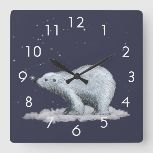Snowflake Polar Beer Clock Vierkante Klok (Voorkant)