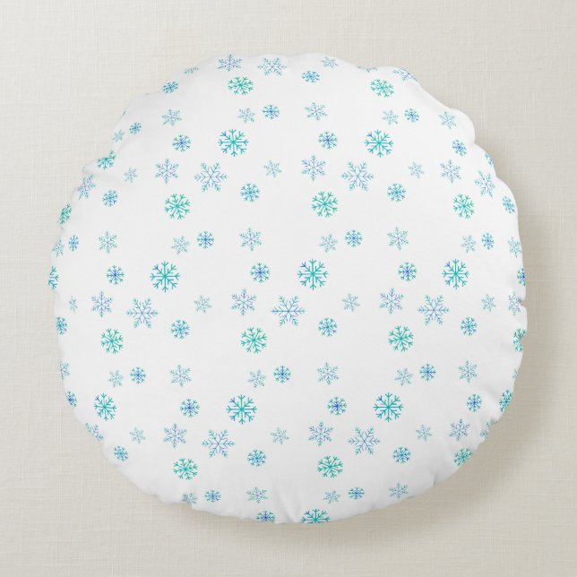 Snowflake Pouf Pillow Rond Kussen (Voorkant)