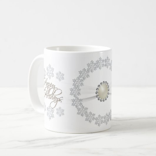 Snowflake Prettige feestdagen Mok (Voorkant links)