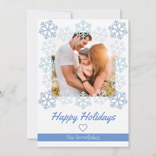 Snowflake Prettige feestdagen White Wenskaart Feestdagenkaart (Voorkant)