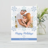 Snowflake Prettige feestdagen White Wenskaart Feestdagenkaart (Staand voorkant)