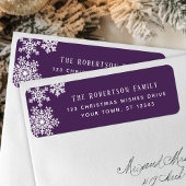 Snowflake Purple Christmas Holiday Return Address Etiket