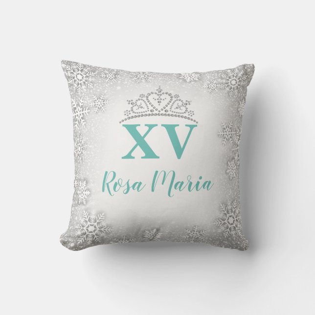 Snowflake Quinceañera Rhinestone Crown Pillow Kussen (Voorkant)