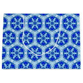 Snowflake Quit Pattern - Cobalt Blue en White Groot Cadeauzakje (Voorkant)