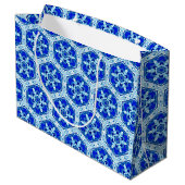 Snowflake Quit Pattern - Cobalt Blue en White Groot Cadeauzakje (Achterkant Gekanteld)