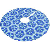 Snowflake Quit Pattern - Cobalt Blue en White Kerstboom Rok (Gekanteld)
