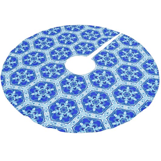 Snowflake Quit Pattern - Cobalt Blue en White Kerstboom Rok (Gekanteld)