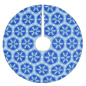 Snowflake Quit Pattern - Cobalt Blue en White Kerstboom Rok (Voorkant)