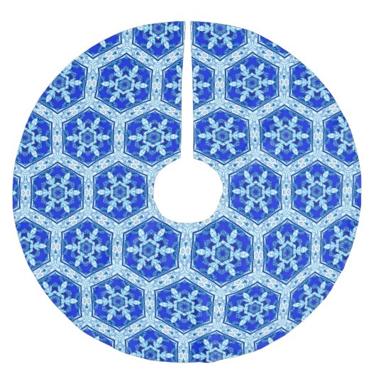 Snowflake Quit Pattern - Cobalt Blue en White Kerstboom Rok (Voorkant)
