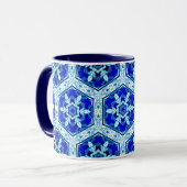 Snowflake Quit Pattern - Cobalt Blue en White Mok (Voorkant links)