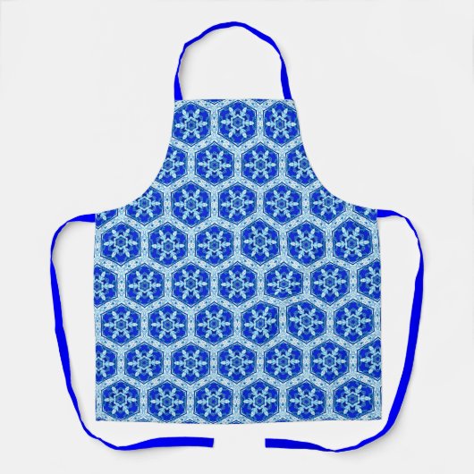 Snowflake Quit Pattern - Cobalt Blue en White Schort (Voorkant)