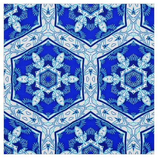 Snowflake Quit Pattern - Cobalt Blue en White Stof (Swatch)