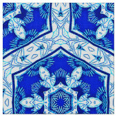 Snowflake Quit Pattern - Cobalt Blue en White Stof (Close Up)