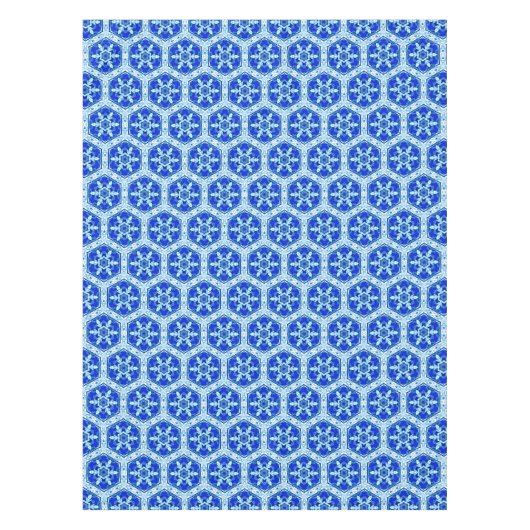 Snowflake Quit Pattern - Cobalt Blue en White Tafelkleed (Voorkant)