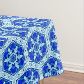 Snowflake Quit Pattern - Cobalt Blue en White Tafelkleed (Voorbeeld)