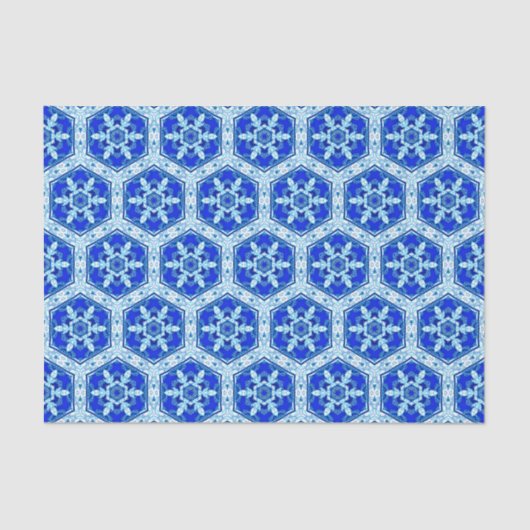 Snowflake Quit Pattern - Cobalt Blue en White Tissuepapier (Voorkant)
