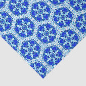 Snowflake Quit Pattern - Cobalt Blue en White Tissuepapier (Detail)