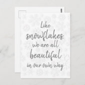 Snowflake Quote/ We zijn allemaal prachtig Briefkaart (Voorkant / Achterkant)