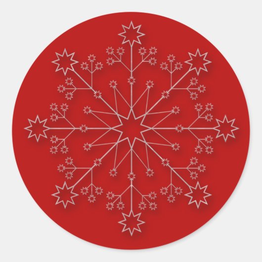 Snowflake Red 1 - vakantie-sticker Ronde Sticker (Voorkant)