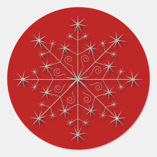 Snowflake Red 2 - vakantie-sticker Ronde Sticker (Voorkant)