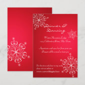 Snowflake Red 2 Winter Weddenschap Kaart (Voorkant / Achterkant)