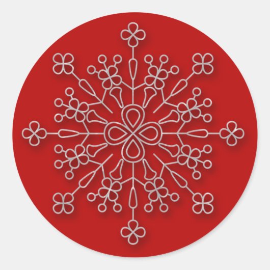 Snowflake red 3 - vakantie-sticker ronde sticker (Voorkant)