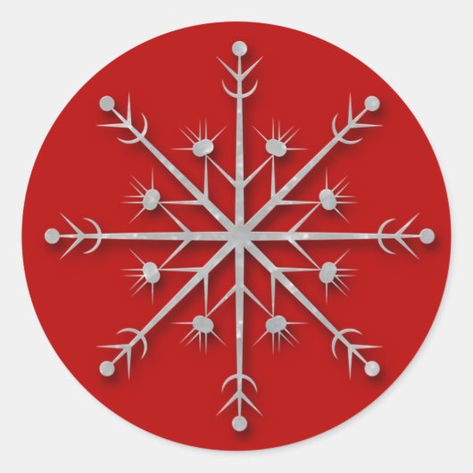 Snowflake Red 5 - vakantie-sticker Ronde Sticker (Voorkant)