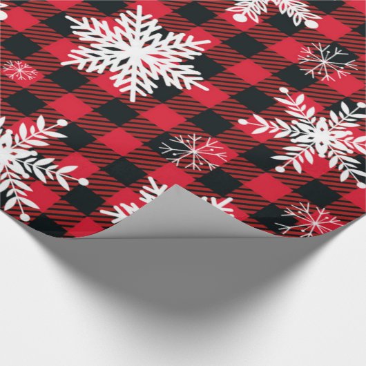 Snowflake Red Black met speldenband Cadeaupapier (Hoek)