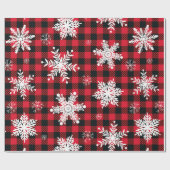 Snowflake Red Black met speldenband Cadeaupapier (Vlak)