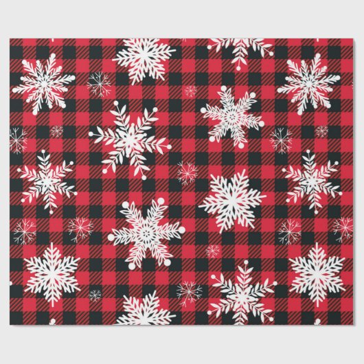 Snowflake Red Black met speldenband Cadeaupapier (Vlak)