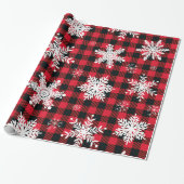 Snowflake Red Black met speldenband Cadeaupapier (Uitgerold)