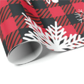 Snowflake Red Black met speldenband Cadeaupapier (Rol Hoek)