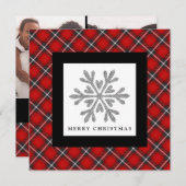 Snowflake Red Black Pset 2 Kaart voor kerstmis (Voorkant / Achterkant)