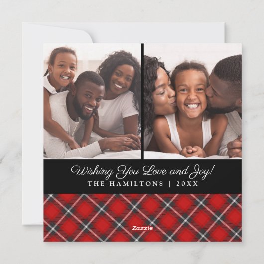 Snowflake Red Black Pset 2 Kaart voor kerstmis (Achterkant)