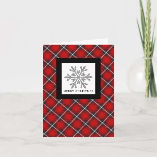 Snowflake Red Black Pset-Kaart voor kerstmis Feestdagen Kaart (Voorkant)